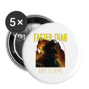 Faster Than Any Flame Fireman Firefighter - Buttons small 1''/25 mm (5-pack) - white - Front