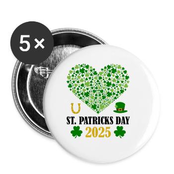 St Patricks Day Accessories Ireland Shamrock Decoration - Buttons small 1''/25 mm (5-pack) - white - Front