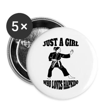 Hapkido Kampfsport Judo Aikido Kampfkunst Karate - Buttons klein 25 mm (5er Pack) - Weiß - Vorne