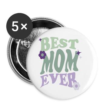 BEST MOM EVER - Buttons small 1''/25 mm (5-pack) - white - Front