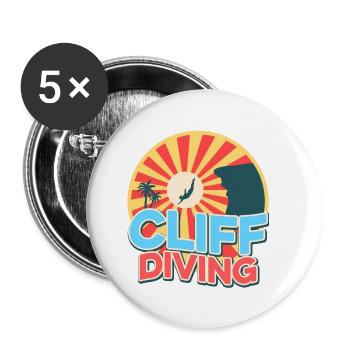 Retro Graphic Cliff Diver Cliff Diving Tombstoning - Buttons small 1''/25 mm (5-pack) - white - Front