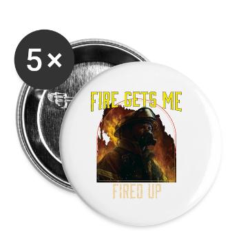 Le feu me motive Pompiers Sauvetage Lutte contre les incendies - Lot de 5 petits badges (25 mm) - blanc - Devant