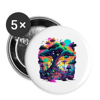 Futuristische Fantasy Pilzlandschaft Pilze - Buttons klein 25 mm (5er Pack) - Weiß - Vorne