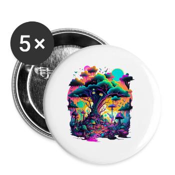 Futuristische Fantasy Pilzlandschaft Pilze - Buttons klein 25 mm (5er Pack) - Weiß - Vorne