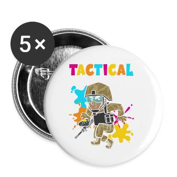 Taktischer Paintballer Soldat Mannschaftssportler - Buttons klein 25 mm (5er Pack) - Weiß - Vorne