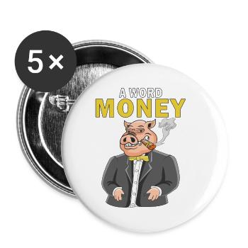 A WORD MONEY - Buttons klein 25 mm (5er Pack) - Weiß - Vorne