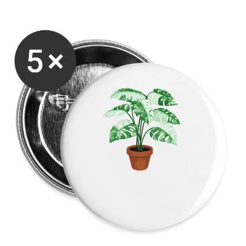 La vie est meilleure avec Monstera - Lot de 5 petits badges (25 mm) - blanc - Devant