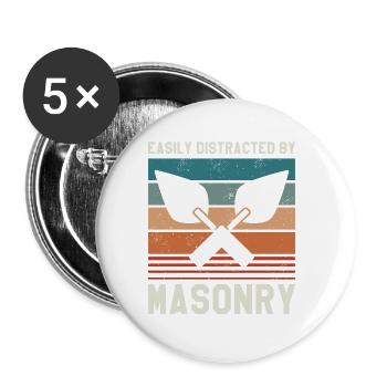 Easily Distracted By Masonry Bricklaying - Buttons small 1''/25 mm (5-pack) - white - Front
