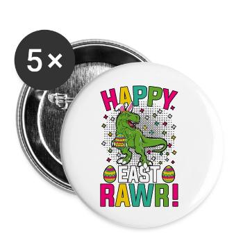Happy East Rawr Pâques T-Rex - Lot de 5 petits badges (25 mm) - blanc - Devant