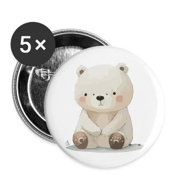 Iggy the Little Pooh - Buttons small 1''/25 mm (5-pack) - white - Front