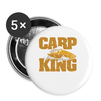Carp King Fishing Fisherman Fisherman Angler Water - Buttons small 1''/25 mm (5-pack) - white - Front