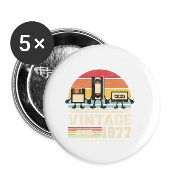 46. Geburtstag April Jahrgang 1977 Geschenkidee - Buttons klein 25 mm (5er Pack) - Weiß - Vorne