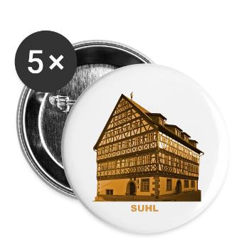 Suhl Heinrichs Rathaus Fachwerk Thüringen - Buttons klein 25 mm (5er Pack) - Weiß - Vorne
