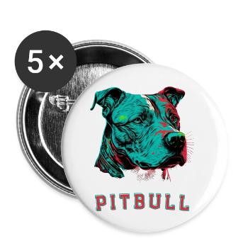 Pitbull - Buttons klein 25 mm (5er Pack) - Weiß - Vorne