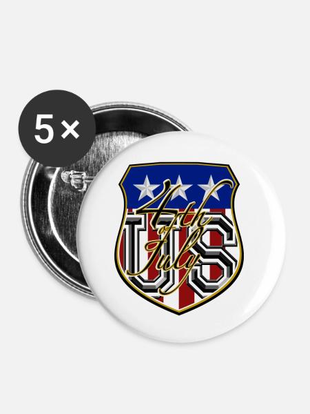US 4th July - Buttons klein 25 mm (5er Pack) - Weiß