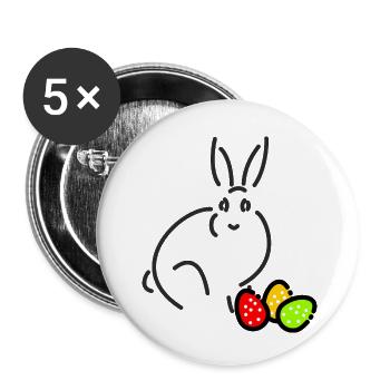 The Easter Bunny with colourful Easter eggs - Buttons small 1''/25 mm (5-pack) - white - Front
