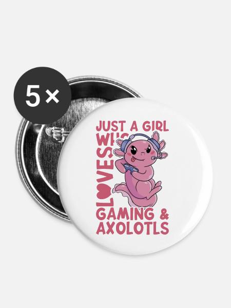 Axolotl - Buttons klein 25 mm (5er Pack) - Weiß