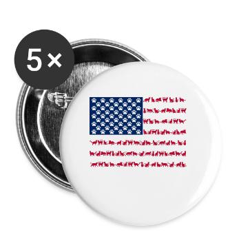 American Flag Cat Paws Cute Animal - Buttons small 1''/25 mm (5-pack) - white - Front
