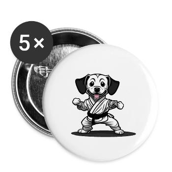 Karaté Chien Drôle - Lot de 5 petits badges (25 mm) - blanc - Devant