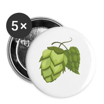 Hopfen - Hopfendolde - Buttons klein 25 mm (5er Pack) - Weiß - Vorne