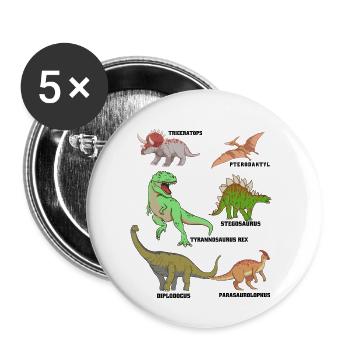Dinosaurier Arten - Buttons klein 25 mm (5er Pack) - Weiß - Vorne