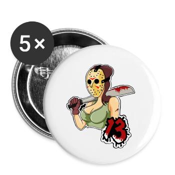 Lady 13 - Lot de 5 petits badges (25 mm) - blanc - Devant