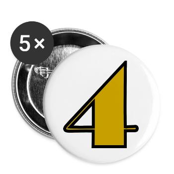 4,4 JAHRE,4. GEBURTSTAG,4 JAHRE,VIER - Buttons klein 25 mm (5er Pack) - Weiß - Vorne
