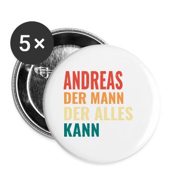 Andreas Der Mann Der Alles Kann Vorname Andreas - Buttons klein 25 mm (5er Pack) - Weiß - Vorne