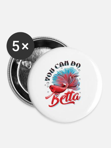 Haltung Von Betta-fischen - Buttons klein 25 mm (5er Pack) - Weiß