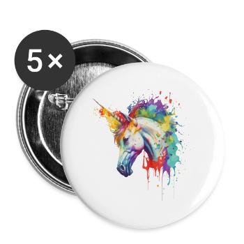 Licorne Magie Fantaisie Fable Couleurs Colorées Art - Lot de 5 petits badges (25 mm) - blanc - Devant