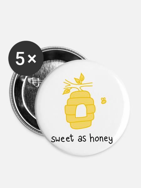 Süß wie Honig - Buttons klein 25 mm (5er Pack) - Weiß