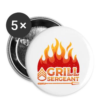 Grill Sergeant Flame Decor Proud Dad Griller - Buttons klein 25 mm (5er Pack) - Weiß - Vorne