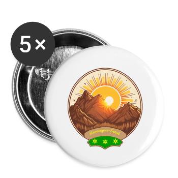 montagnes et soleil - Lot de 5 petits badges (25 mm) - blanc - Devant