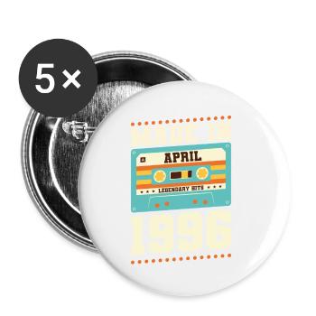 27th birthday April Born 1996 Gift idea - Buttons small 1''/25 mm (5-pack) - white - Front