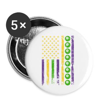 Amerikanischer Queue Sport Flagge Billard - Buttons klein 25 mm (5er Pack) - Weiß - Vorne