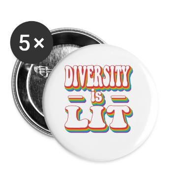 Diversity is Lit - Gen Z Pride Rainbow LGBTQ+ - Buttons small 1''/25 mm (5-pack) - white - Front