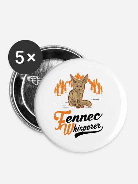 Fennek Flüsterer Fennec Wüstenfuchs - Buttons klein 25 mm (5er Pack) - Weiß