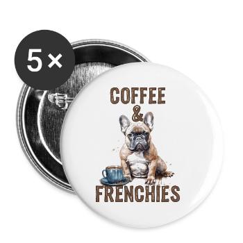 Coffee & Frenchies - Buttons klein 25 mm (5er Pack) - Weiß - Vorne