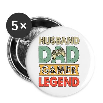 Ehemann Vater Gamer Legende Gamer Vater - Buttons klein 25 mm (5er Pack) - Weiß - Vorne