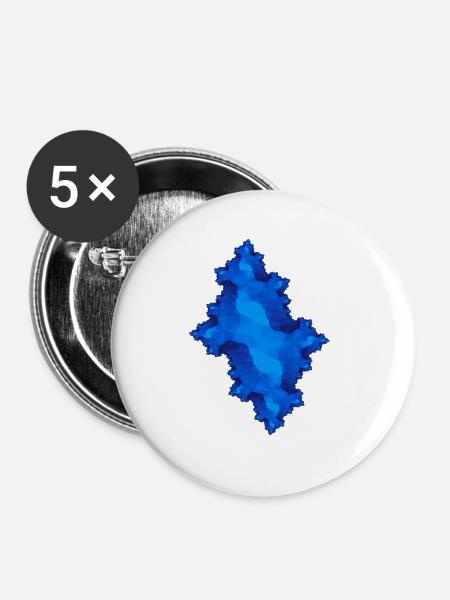 fraktal blau - Buttons klein 25 mm (5er Pack) - Weiß