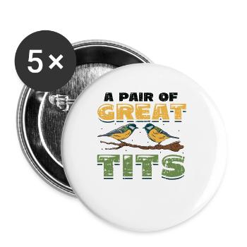 Une paire d’ornithologues géniaux - Lot de 5 petits badges (25 mm) - blanc - Devant