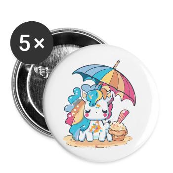 Plaisir de la crème glacée - rafraîchissant différent - Lot de 5 petits badges (25 mm) - blanc - Devant
