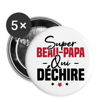 Super beau papa qui déchire - Lot de 5 petits badges (25 mm) - blanc - Devant