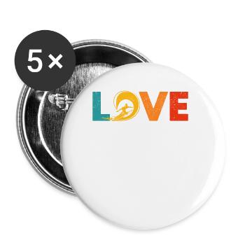 J’adore le surf drôle de wakeboard surfeur sports nautiques - Lot de 5 petits badges (25 mm) - blanc - Devant
