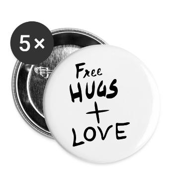 Câlins gratuits plus amour - Lot de 5 petits badges (25 mm) - blanc - Devant
