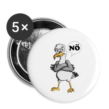 Plattdeutsche Möwe Nö Spruch Nordsee Liebhaber - Buttons klein 25 mm (5er Pack) - Weiß - Vorne