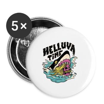 Requin de plage - Lot de 5 petits badges (25 mm) - blanc - Devant