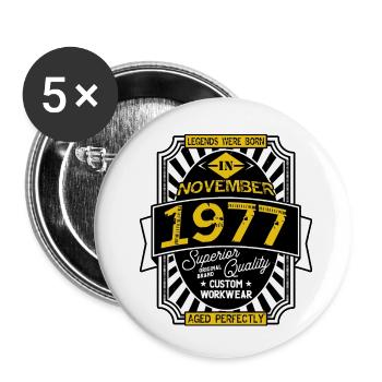 1977 NOVEMBER - Buttons small 1''/25 mm (5-pack) - white - Front