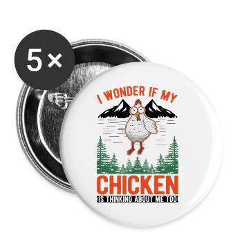 Poulets Élevage de poulets Éleveur de poulets Éleveur - Lot de 5 petits badges (25 mm) - blanc - Devant
