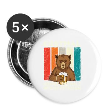 Erstmal Hopfen und Malz Wiederfinden Bär mit Bier - Buttons klein 25 mm (5er Pack) - Weiß - Vorne